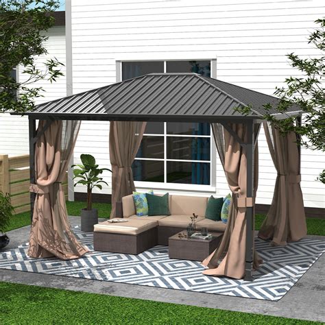 10x12 hardtop gazebo with netting and curtains|best 10x12 hardtop gazebo.